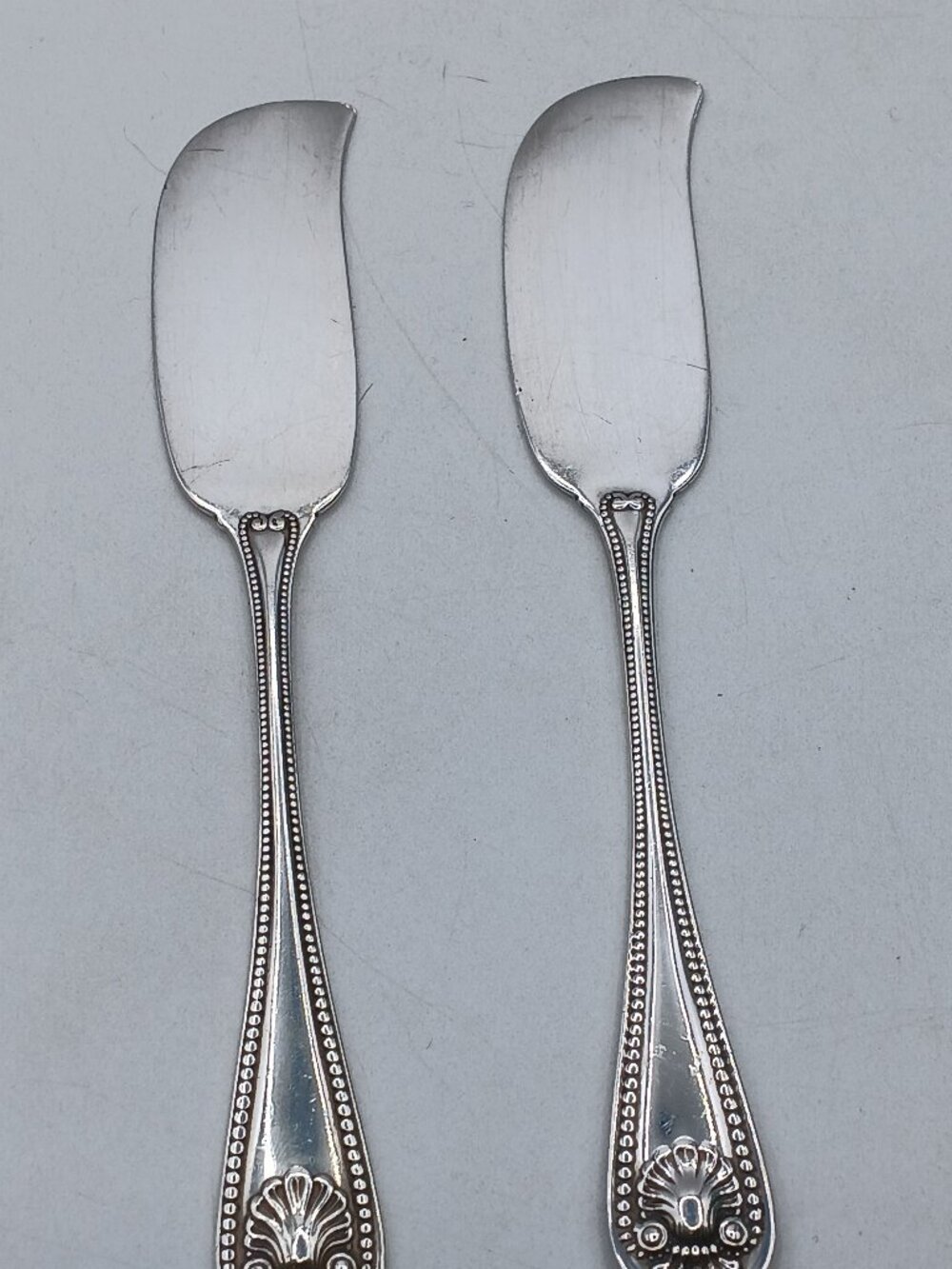 Whiting Sterling 2 Individual Butter Pats Bead Pattern 5 1/2 34 Gr